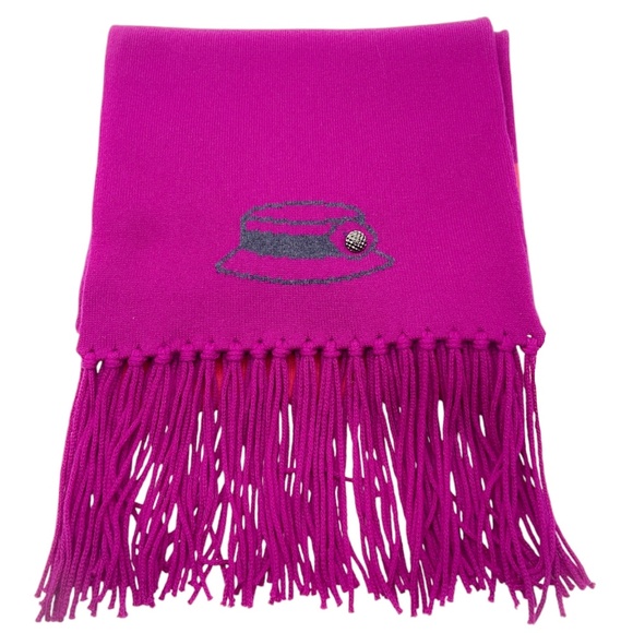 CHANEL MAGENTA / PINK 2009 FRINGED CASHMERE KNIT SCARF - Picture 2 of 13